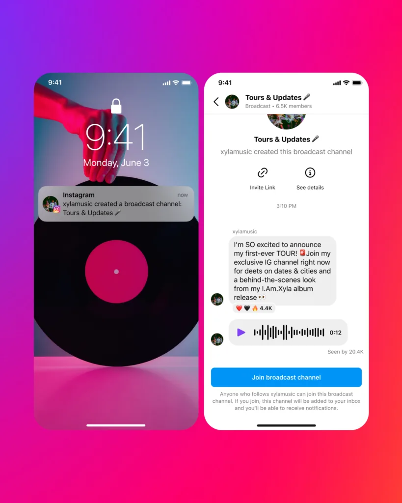 notificação de novas mensagens nos canais do instagram