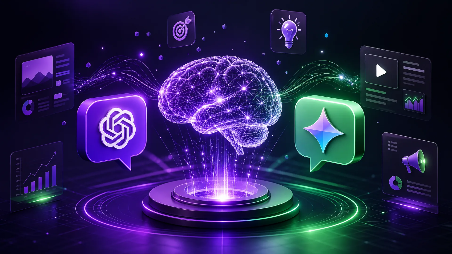 Imagem de capa do artigo: Generative AI im Marketing: Wie man ChatGPT und Gemini 2026 zur Skalierung von Ergebnissen einsetzt