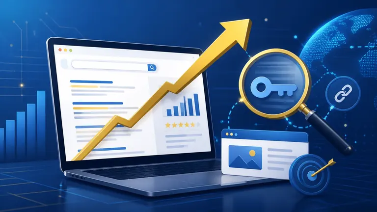 Titelbild: SEO-Strategien zur Verbesserung der Online-Sichtbarkeit und zur Gewinnung potenzieller Kunden